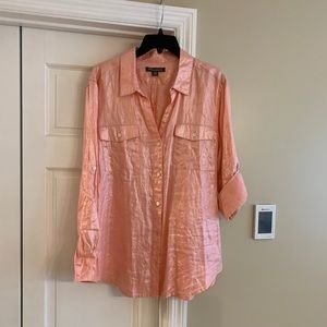 Tommy Bahama Metallic Pink Linen Shirt Size Large